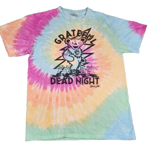 Grateful Dead Night T-Shirt 2019 Mens M Tie Dye Dancing Bear Rainbow Licensed - Picture 1 of 6